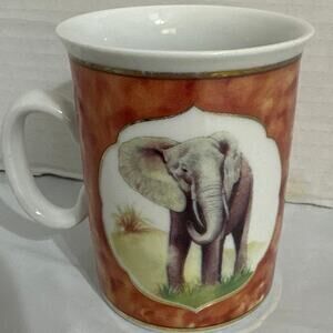 Elephant coffee mug EMAIL DE Limoges Decore A La Main A L Marino Godinger 1855